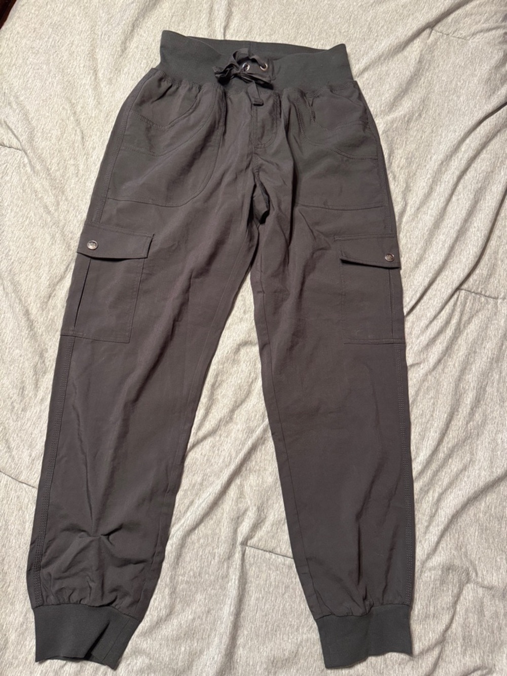 Women's Black Cargo Jogger Pants with Drawstring Waist